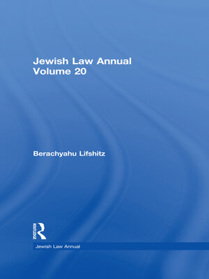 cover image of Jewish Law Annual Volume 20